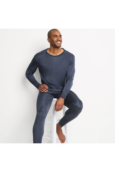 Mens Silk Long Underwear Crew Neck Lands End