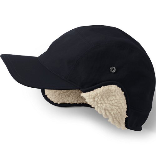 Mens Squall Sherpa Fleece Lined Waterproof Winter Hat – Lands End – Black – L-XL