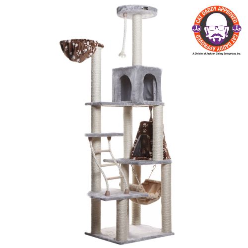 Armarkat 62-In Faux Fleece Real Wood Condo And Cat Tree, Ivory | PetSmart