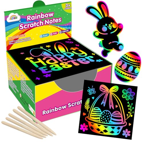 Easter Craft: 165 Pcs Rainbow Scratch Paper Art Notes