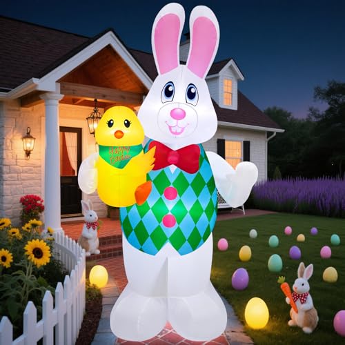 Easter Bunny: 5-Foot Inflatable Outdoor Decorations, Built-in LEDs
