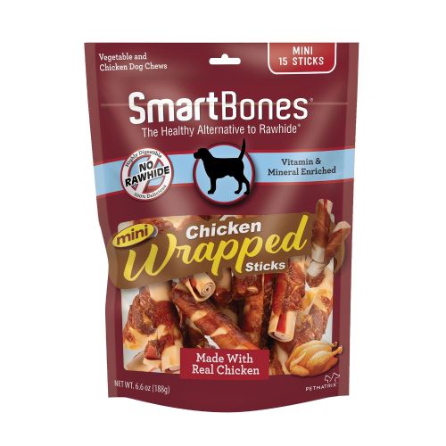 Smartbones Chicken Wrapped Sticks Mini Dog Treat – Chicken, Size: 15 Count | PetSmart Red