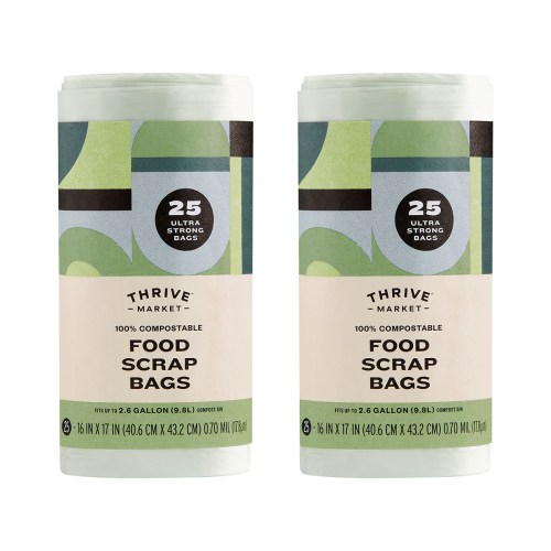 Thrive Market Compostable Food Scrap Bags, 2.6 Gallon 2 rolls x 25 bags