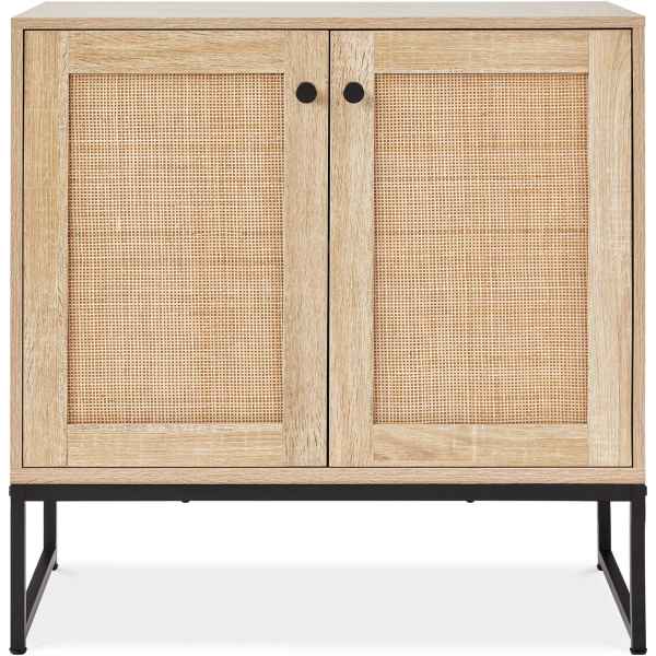 Best Choice Products 2-Door Rattan Storage Cabinet Accent Furniture Cupboard w/ Non-Scratch Foot Pads - Natural one_size in Brown | SKY6513