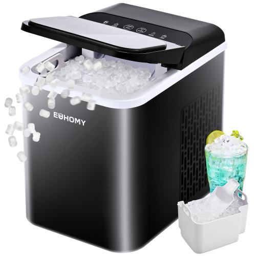 Euhomy 26.5 lbs/24H Nugget Countertop Ice Maker in Black with Auto-Cleaning and 1.5 lbs Ice Storage Capacity one_size | IM019-NBL-E-LS-SC