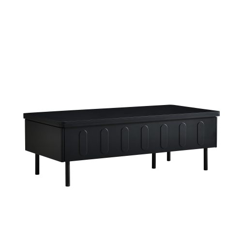 Clihome Modern MDF Black 43.3-in W x 14.8-in H Hinged Top with Drawers Coffee Table one_size | CL-UC2514B