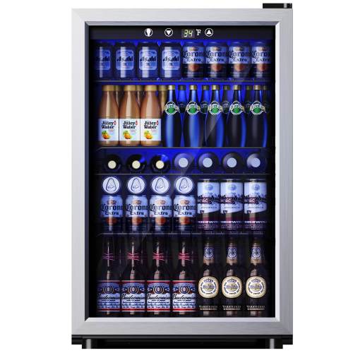 SIMZLIFE 20-in 150-Can Capacity Sliver Freestanding Beverage Refrigerator with Reversible Door and Adjustable Shelves one_size | BR001-145SI