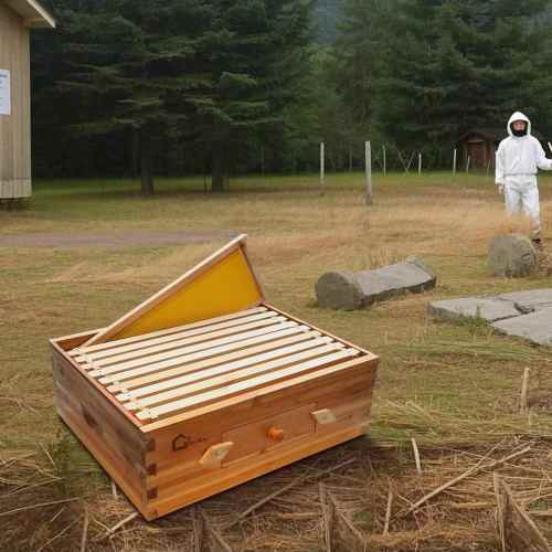 Garvee 10 Frame Wax Coated Bee Hives Medium Super Box Langstoth Honey Super Bee Box With Acrylic Window Dipped In Beeswax Includes Beehive Frames And