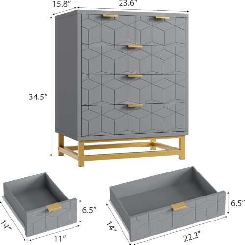 Garvee Gray 5 Drawer Dresser Metal Base Modern for Living Room and Closet one_size | ZHY6-PHO-345NKNGU