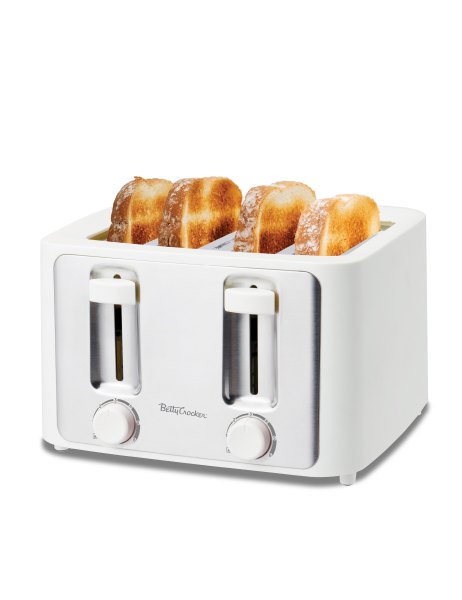 Betty Crocker 4-Slice Toaster - 1500W - Variable Toast Shade Control Dials - High Lift Feature - Cool Touch Housing - Bread Centering Guides - Drop