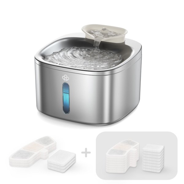 oneisall 3.5L 118oz Stainless Steel Automatic Cat Fountain Quiet Smart Pet Water Dispenser with 11 Filters one_size | KPW03SAU-9L17WAZ