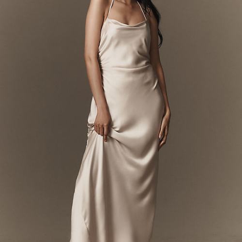 Saylor Cowl-Neck Satin Maxi Dress