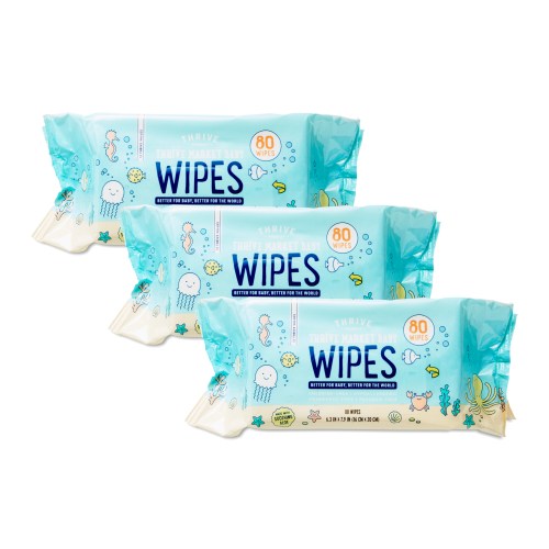 Thrive Market Baby Wipes, 3-pack 3 x 80 wipes