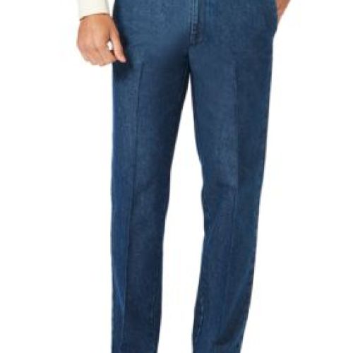 Haggar Mens Stretch Denim Trousers, Blue, x