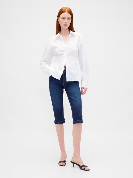 High Rise Cropped Capri Jeans