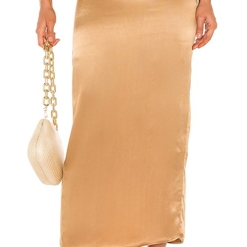 Camila Coelho Selina Maxi Skirt in Metallic Copper