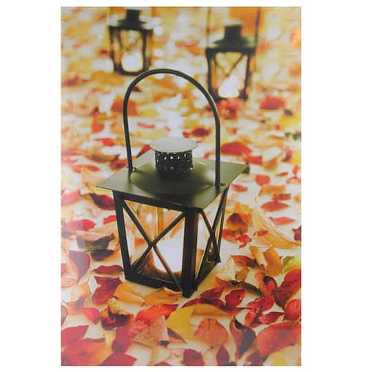 LED Lighted Fall Foliage & Lanterns Canvas Wall Art By Northlight | 23.5 x 15.75 x .5 | Michaels