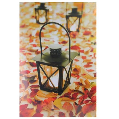 LED Lighted Fall Foliage & Lanterns Canvas Wall Art By Northlight | 23.5 x 15.75 x .5 | Michaels