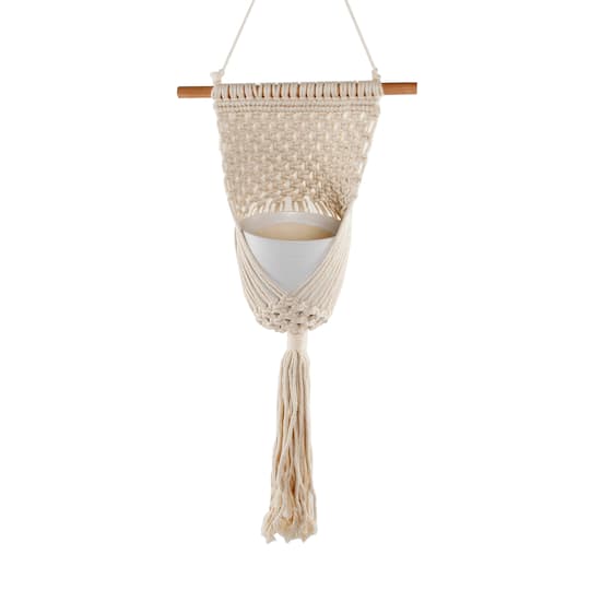 Flora Bunda 33 Macram Plant Hanger in White | 33 x 15.8 x 1.25 | Michaels