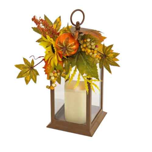 14 Harvest Lantern Decoration with LED Candle By National Tree Company in Orange | Michaels
