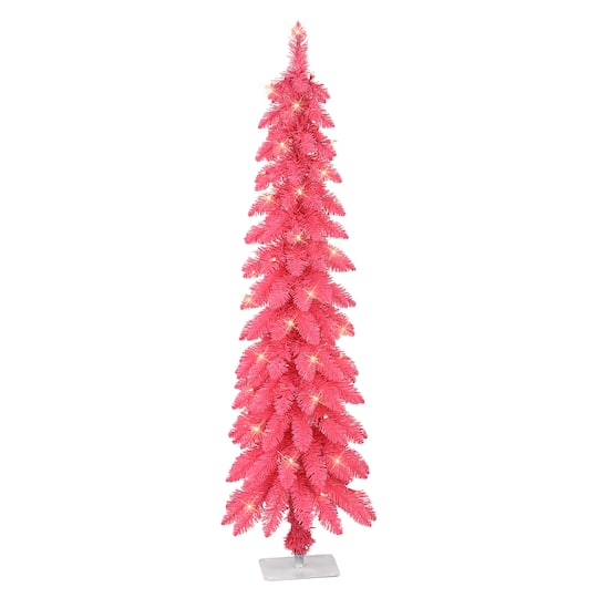 4Ft Pre-Lit Artificial Alpine Pencil Tree, Clear Lights By Puleo International | 16 x 48 | Michaels