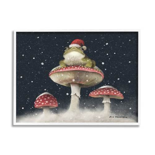 Stupell Industries Frog In Santa Hat Snowy Mushrooms Framed Giclee Art in | x | Michaels