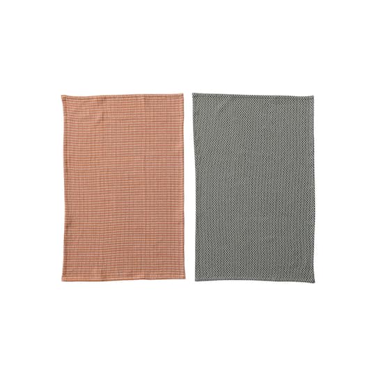 Hello Honey Orange & Charcoal Woven Cotton Dobby Tea Towel Set | 28 x 18 | Michaels