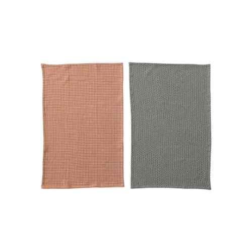 Hello Honey Orange & Charcoal Woven Cotton Dobby Tea Towel Set | 28 x 18 | Michaels