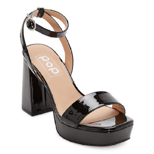 Pop Womens Casen Heeled Sandals, Medium, Black