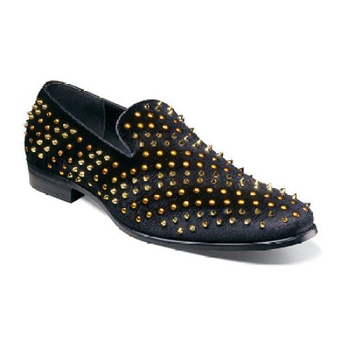 Stacy Adams Savoir X-Cross Texti Mens Round Closed Toe Slip-On Shoe, 11 Medium, Black