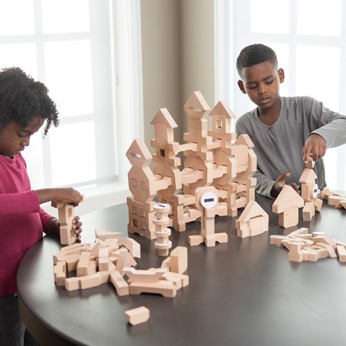Montessori Woodwerks Future Blocks – 132pc set – Building & Construction for Ages 3 to 8 – Fat Brain Toys