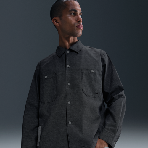 Nike Mens Life Chambray Long-Sleeve Painters Shirt in Grey | HV0882-060
