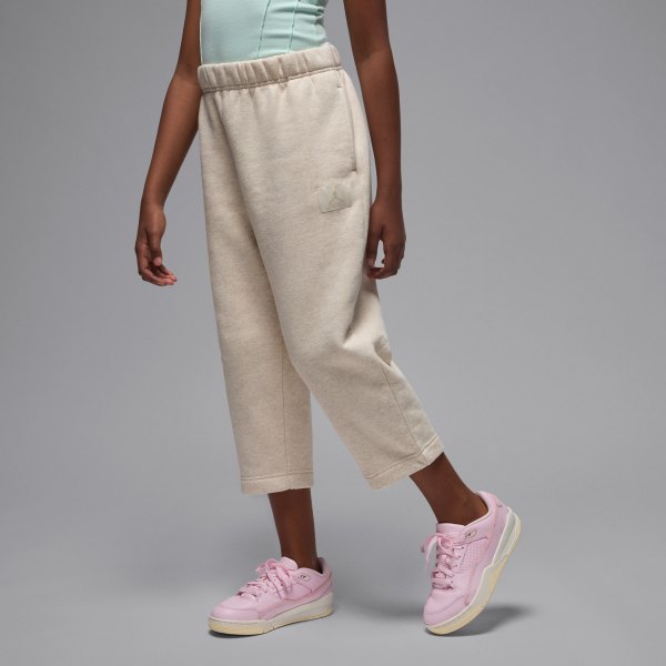 Jordan Flight Essentials Big Kids Open Hem Pants in White | 45D250-C75