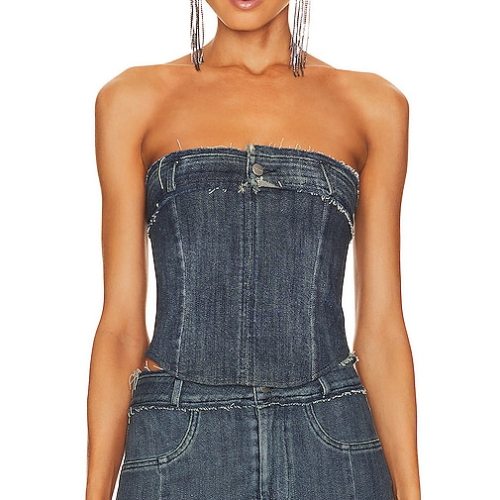 Miaou Cammie Corset in Denim-Dark