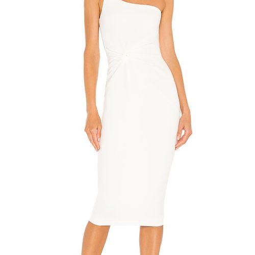 Nookie Lust One Shoulder Midi Dress in White