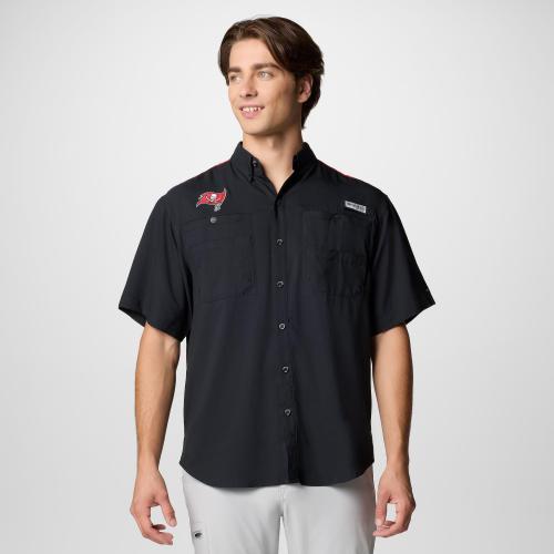 Columbia Mens PFG Tamiami Colorblocked Short Sleeve Shirt Tampa Bay Buccaneers
