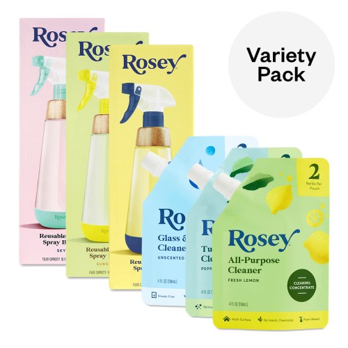 Rosey by Thrive Market Cleaner Concentrates & Reusable Spray Bottles Bundle 6 items