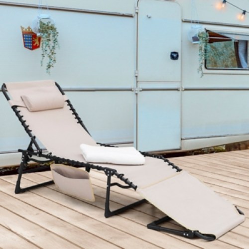 Nuu Garden Foldable Outdoor Chaise Lounge, Beige