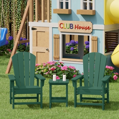 Westin Furniture Laguna Kids Outdoor Adirondack 2 Chairs and Side Table