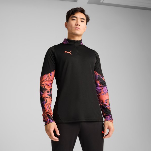 PUMA IndividualCUP Quarter-Zip Mens Soccer Top in Black, Size XXL