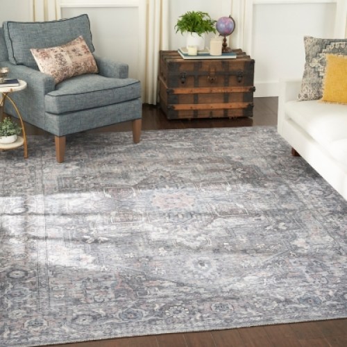 Nourison Home Machine Washable Series 92 x 12 Indoor Rug, Gray