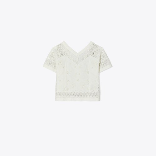 Tory Burch Embroidered Linen Top