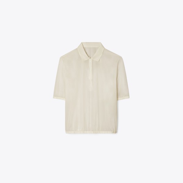 Tory Burch Poplin Zip Polo