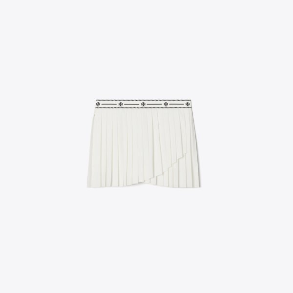 Tory Burch Jacquard Performance Jersey Pleated Overlay Skirt