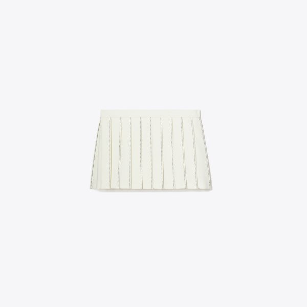 Tory Burch Pick Stitch Pleated Skirt