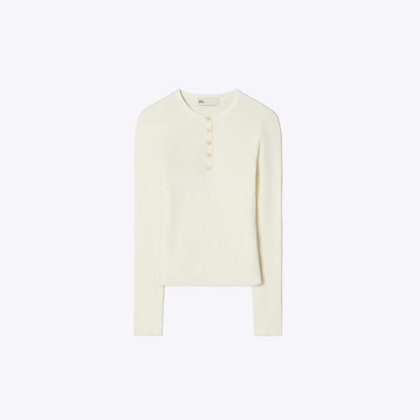 Tory Burch Ribbed Viscose Henley