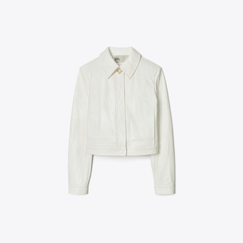 Tory Burch Faux Crinkle Leather Jacket