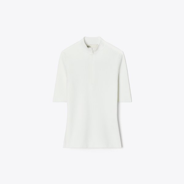 Tory Burch Half-Zip Crewneck Sweater