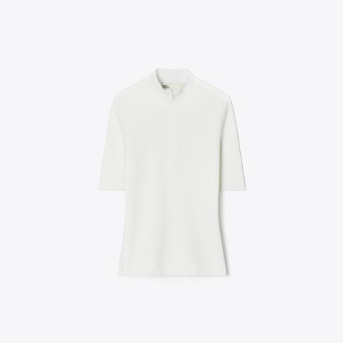 Tory Burch Half-Zip Crewneck Sweater