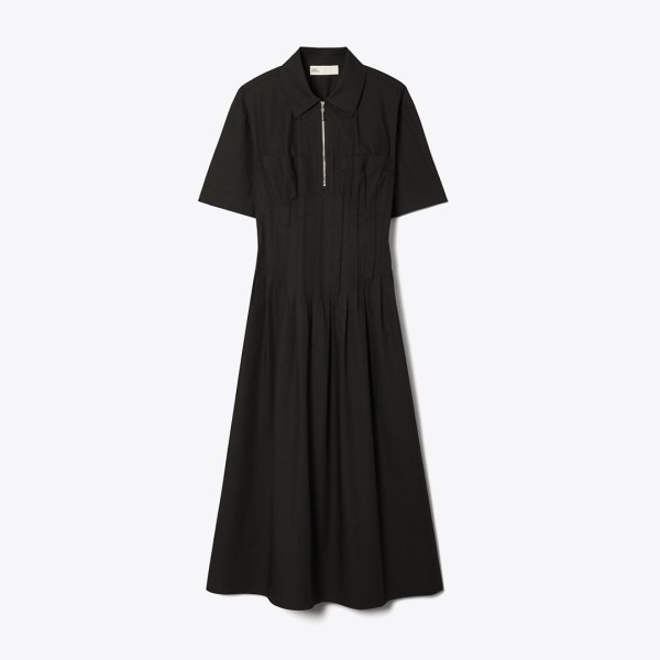 Tory Burch Poplin Pleat-Waist Dress
